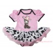 Light Pink Baby Bodysuit Milk Cow Pettiskirt & Cowgirl Hat Boot Print JS4545